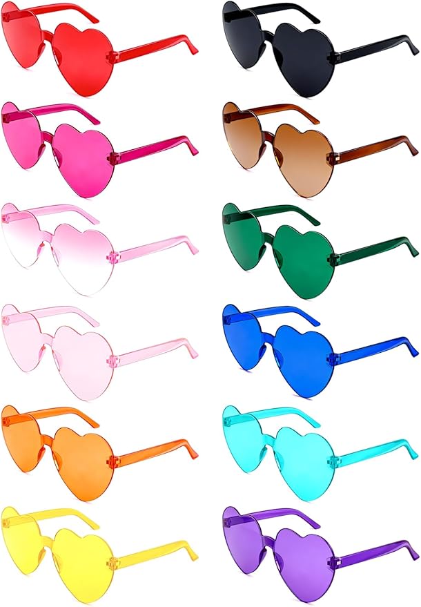12/20Pcs Heart Shaped Sunglasses for Women, Party Favors Glasses for Wedding, Galentines, Valentines Decorations