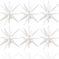 6PCS White Star Balloons, 22Inch Huge White Explosion Star Balloons Spike Cone Foil Balloon for Wedding Engegament Baptism Baby Shower Bridal Shower Birthday Party Supplies