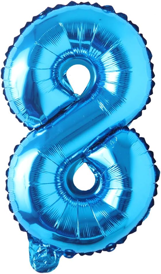 Blue 28 inch Letter Balloons Alphabet Number Balloons Foil Mylar Party Wedding Bachelorette Birthday Bridal Baby Shower Graduation Anniversary Celebration Decoration (Can not Float) (28 inch Blue 8)