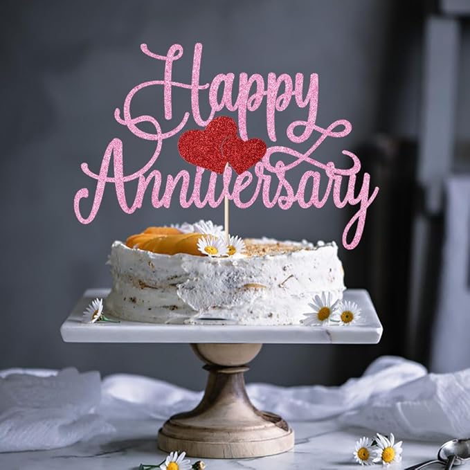 Kaoenla Happy Anniversary Cake Topper - Company Anniversary,Wedding Wedding Anniversary,Birthday Party Selected Decoration Supplies