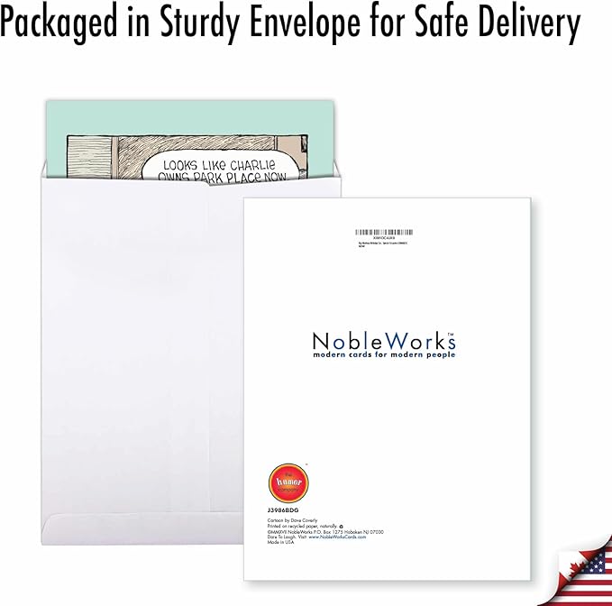 NobleWorks - 1 Big Funny Birthday Card Cartoon (8.5 x 11 Inch) - Jumbo Dog Comic Humor, Group Greeting Card with Envelope - Dogopoly J3986BDG