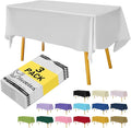 Plastic White Tablecloths 3 Pack Disposable Table Covers 54" x 108" Off White Table Cloths Bridal Party Tablecovers for Parties Engagement Wedding Festivals, Fits 6 to 8 Foot Rectangle Tables