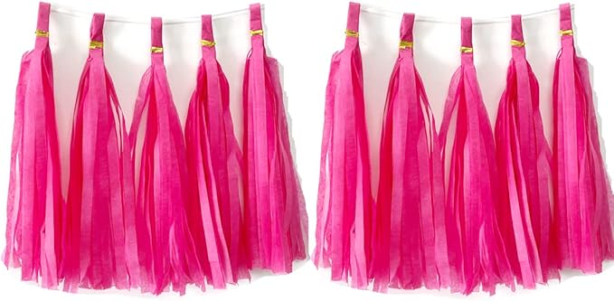 Tissue Paper Tassels Paper Tassels Garland Banner Table Decor Party Tassels Banner Wedding Birthday Baby Shower Nursey Party Decorations Supplies (20, Rose Red)