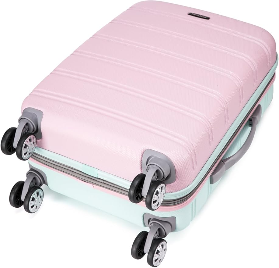 Rockland Melbourne Hardside 2 Piece Expandable Spinner Wheel Luggage Set, Carry-On 20" and Tote 14", Mint