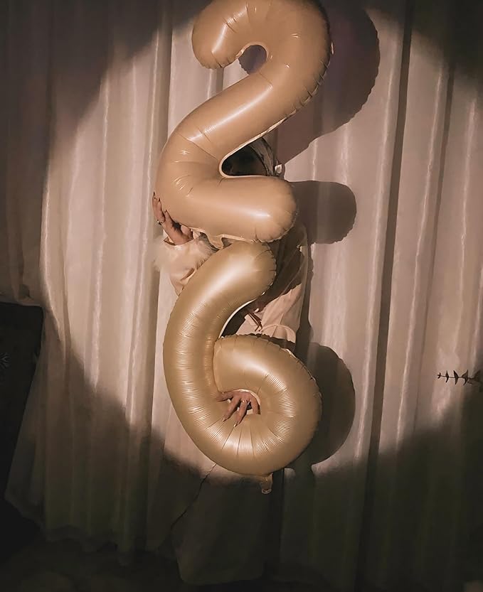 Light Brown Number 4 Balloon 40 Inch, 4 Balloon Number, 4th Birthday Decorations, Light Brown Party Supplies for Boys Girls