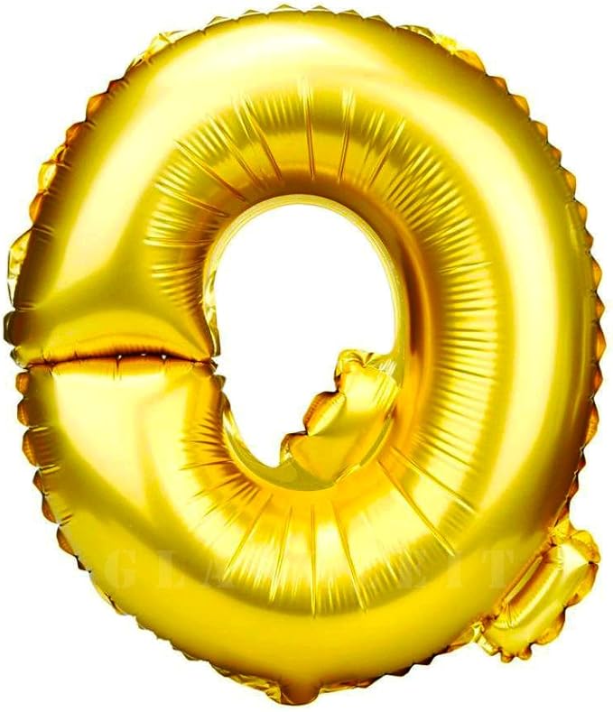 Glanzzeit 16 Inch Gold Balloons Decor Letters A to Z Numbers 0 to 9 for Wedding Prom Birthday Party (Letter Q)