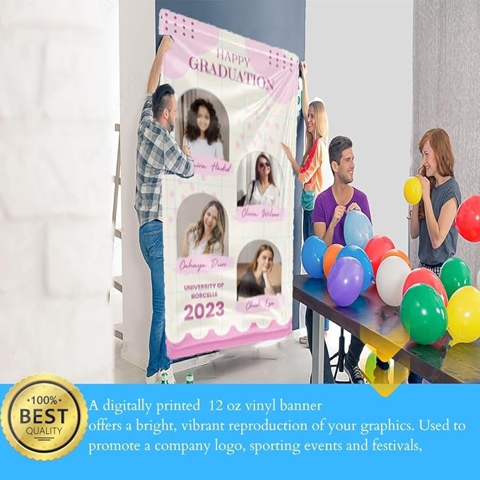 Custom Happy Birthday Vinyl Banner Sign, Personalized Party Backdrop, Gift, and Decoration - From NiceMemoryLLC. (Style-09)