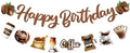 Zwiebeco Brown Coffee Happy Birthday Party Decoration Banner Bunting Garland Hanging Paper for Boys Girls Men Women Adults Cafe Coffee-Themed Birthday Decor Accessories Supplies