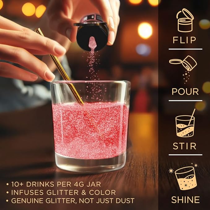 Brew Glitter Edible Glitter for Drinks, Cocktails, Beer, Garnish & Beverages (Red, 4 Grams)