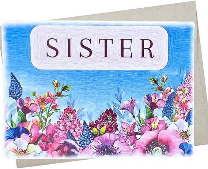Whitman and Daughter Wildflower Sister Birthday Card (1 Premium Quality Folded Card, Message Inside) pretty happy birthday card for sister from sister - 393