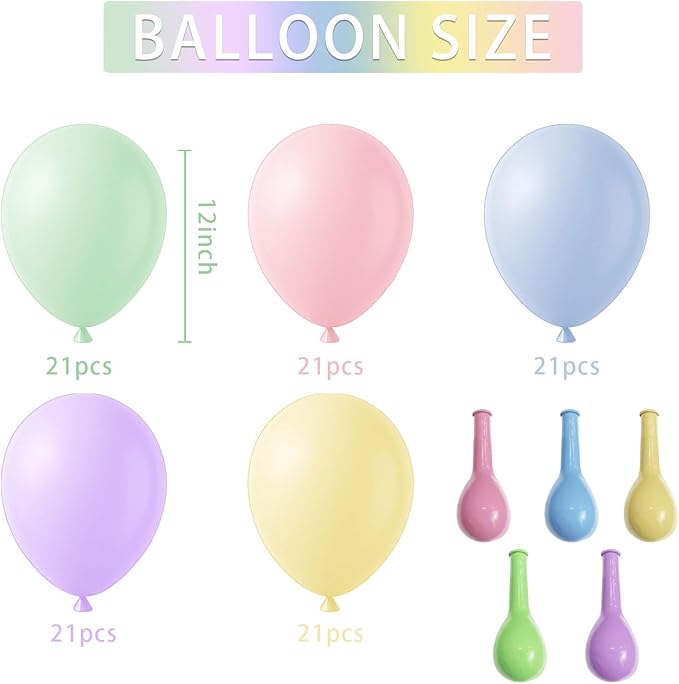 Pastel Balloons Latex Pastel Birthday Decorations 100 Pack 12 inch Round Helium Multicolor Macaron Rainbow Decor for Birthday Rainbow Party Baby Shower Wedding Easter Balloons Decorations