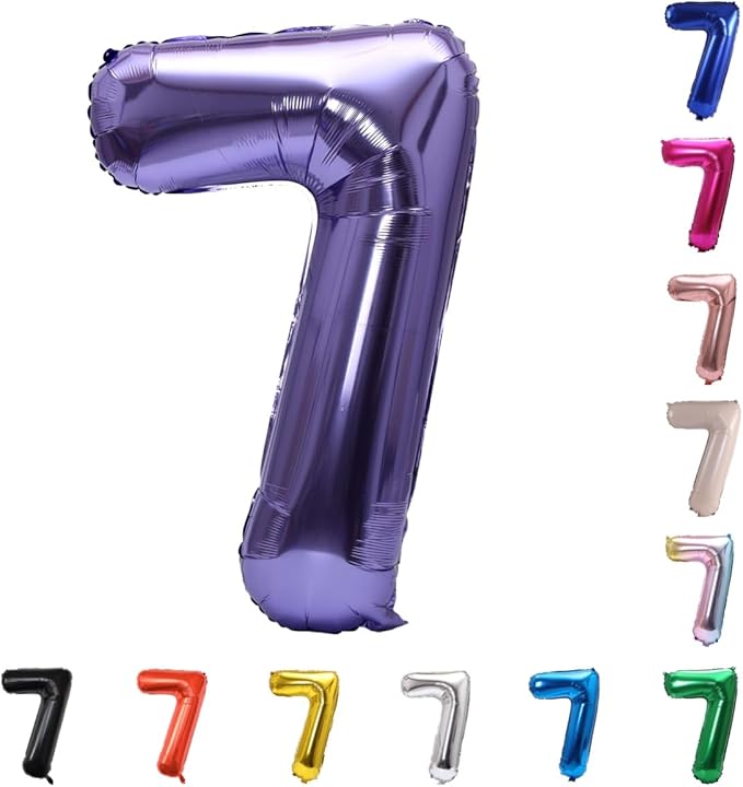 YPSelected 32 Inch Large Foil Helium Number Balloon Birthday Wedding Party 0-9 (Purple, 7)