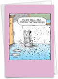 NobleWorks - 1 Humor Birthday Card with Envelope - Funny Cartoons for Birthday Greetings, Celebration Notecard - Swiping Through Feed C2414BDG
