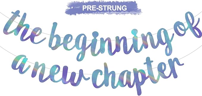 BEISHIDA Double-Sided Rainbow Blue The Beginning of A New Chapter Banner,Farewell Book Themed Housewarming Party Congratulations Decorations,Going away party Retirement Garland,Graduation Sign 2026 Banner
