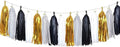 Tissue Paper Tassels Garland Banner Table Decor Party Banner Wedding Birthday Baby Shower Nursery Party Decorations Supplies (20, Gold+White+Black+White with Black dot)
