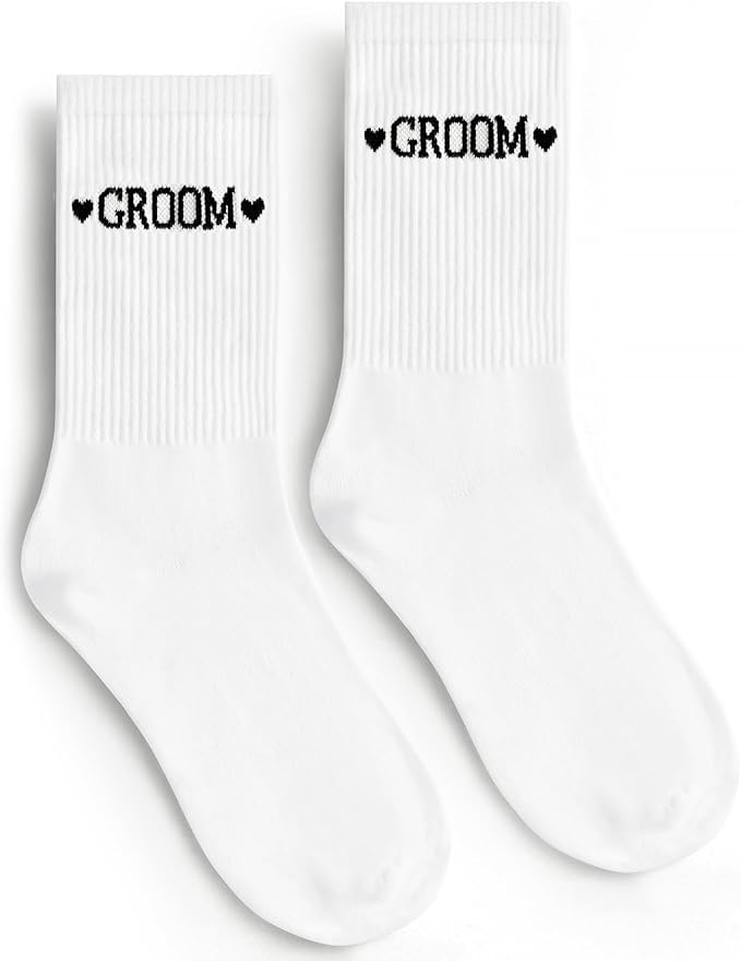 Etercycle Groom Socks, Bachelor Party Sock Groomsmen Gifts, Black Soft Cotton Groomie Wedding Socks For Engagement Party Favors Groom Bridal Shower Gifts Bachelorette Decorations