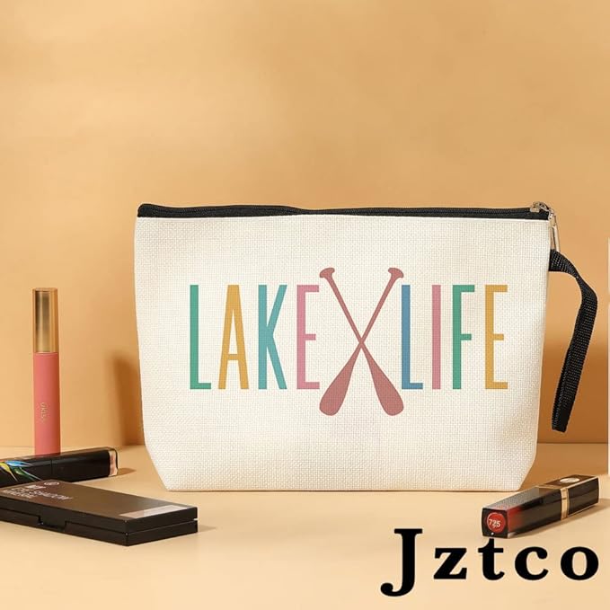 Jztco Unique Lake House Decor Lake Gift Ideas Lake Gifts for Women Housewarming Gifts for Lake Lovers Boat Gifts for Boaters Boat Accessories Gifts Fishing Gifts Lake Decor Girls Trip Makeup Bag