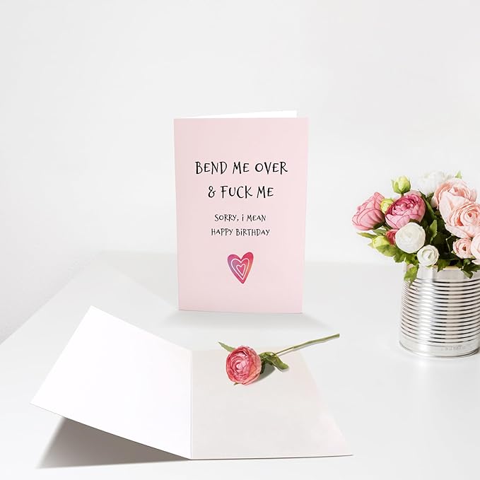 Chenive Dirty Birthday Card for Husband Boyfriend, Rude Husband Birthday Card from Wife, Naughty Boyfriend Birthday Card from Girlfriend, Funny Sexy Bday Card for Him, Bend Me Over & Fuck Me