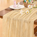 Socomi Gold Champagne Cheesecloth Table Runner Easter Spring Boho Rustic Gauze 120 inch 10FT Cheese Cloth Runner for Wedding Party Baby Shower Birthday Home Decor Holiday Decorations