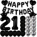 Sweet 21th Birthday Decorations Party Supplies,Black Number 21 Balloons,21th Foil Mylar Balloons Latex Balloon Decoration,Great 21th Birthday for Girls,Women,Men,Photo Props