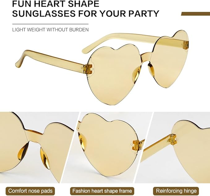 Heart Sunglasses 2 Pairs Heart Shaped Sunglasses Womens Heart Glasses Rave Sunglasses for Women Party Favors