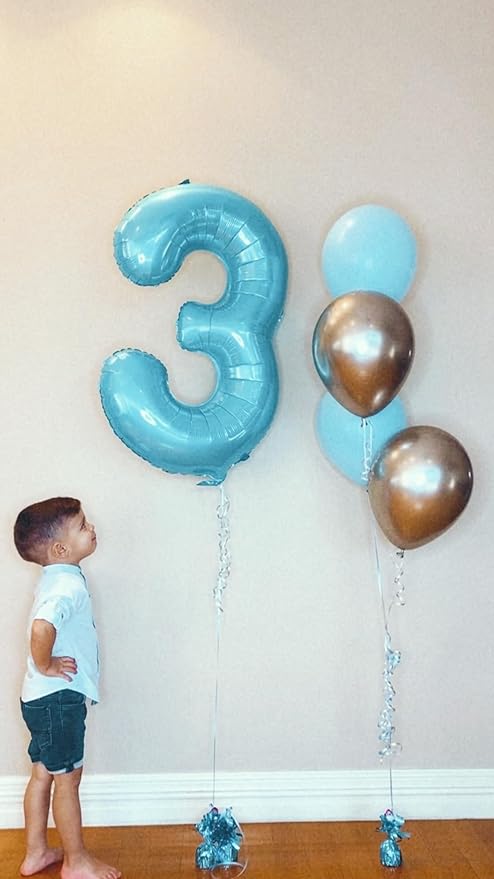 Pearlescent Blue 2 Balloon, Number Balloons 40 Inch, 2nd Balloon Number Birthday Decorations, Second Two Birthday Party Supplies, Number 2 Balloon