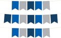 Andaz Press Hanging Pennant Banner with String, Royal Blue, Silver, Navy Blue, 1-Set, 24 Pennants, Approx. 12-Feet Long
