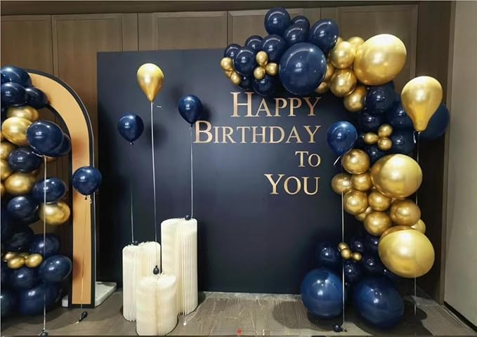 Blue White Gold Balloons Garland Arch Kit, 141Pcs Latex Balloons Different Sizes 18 12 10 5 Inch for Birthday Baby Shower Gender Reveal Wedding Party Decoration