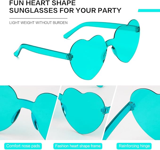 Heart Sunglasses 2 Pairs Heart Shaped Sunglasses Womens Heart Glasses Rave Sunglasses for Women Party Favors
