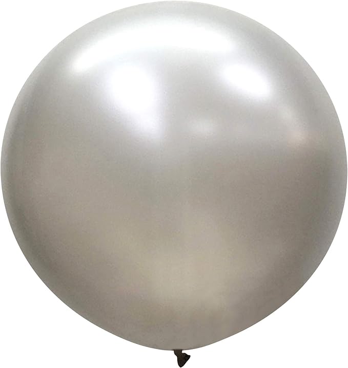 36 Inch Giant Latex Balloons, Pearl Silver Round Balloons for Birthdays Weddings Receptions Festival Party Decoration, Pack of 10 Pcs