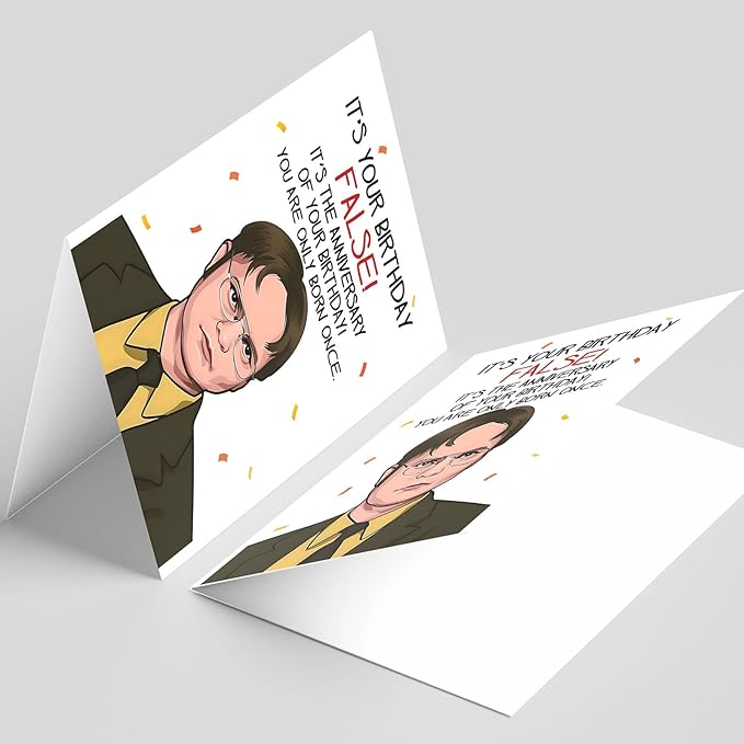PIUST The Office Birthday Cards, Dwight Schrute Birthday Card, Funny Office Birthday Card, It Is Your Birthday False Card (58)