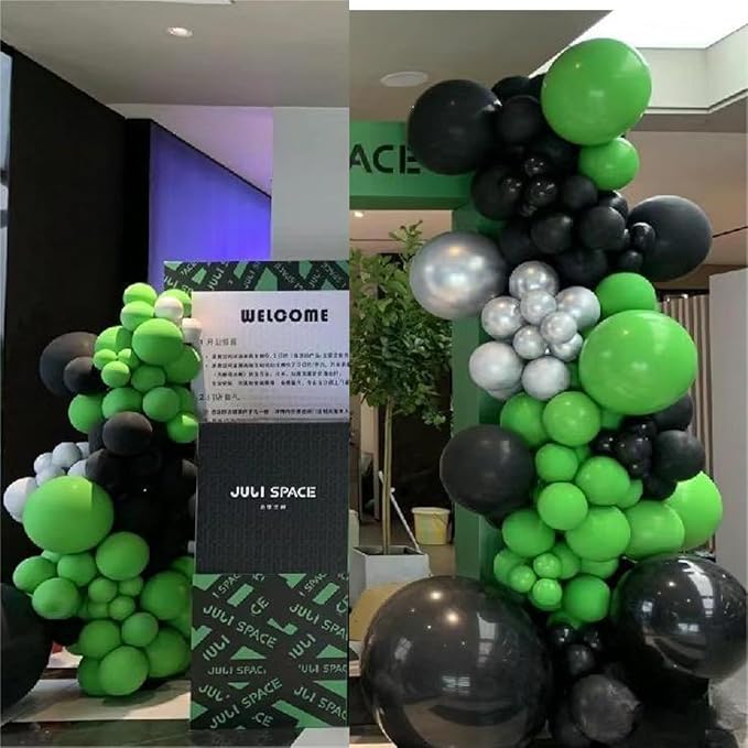 Green Black White Metallic Gold Balloons Garland Arch Kit, 146 Pcs Lime Dark Green Matte Black Confetti Gold Balloons for Graduation Football Soccer Army Birthday Party Decorations