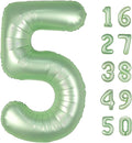 40 Inch Olive Green Balloon Number 5 Balloon Jumbo Mylar Foil Helium Balloon for 15 25 35 50 Big Giant Jumbo Huge Foil Mylar Balloons 55th 65th Birthday Balloons Men Women Party Decorations