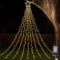 ZTX Christmas Star String Lights,11 Lighting Modes Christmas Decorations Clearance Outdoor 11Ft Waterfall Christmas Tree Lights for Christmas,New Year,Birthday(Warm White)