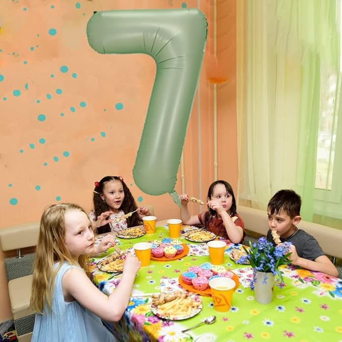 Number 7 Balloon, Large number balloons 40 inch, 7th Birthday Party Decorations 7 Year Old Birthday Sign Decor, Sage Green
