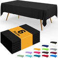 Smiry Disposable Table Cloth - 6 Pack, 54 x 132 Inch Waterproof Rectangle Tablecloths for Parties, Decorative Plastic Table Cover, Leakproof & Sturdy, Black