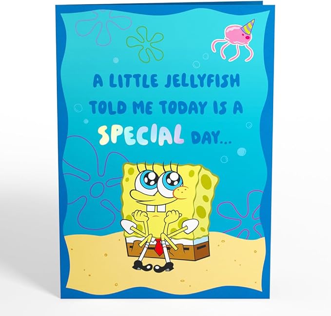 Lovepop SpongeBob SquarePants Happy 3D Pop-Up Birthday Card - for Him, Her, Kids, Boys, Girls, Men, Women - 5" x 7" - Envelope Included