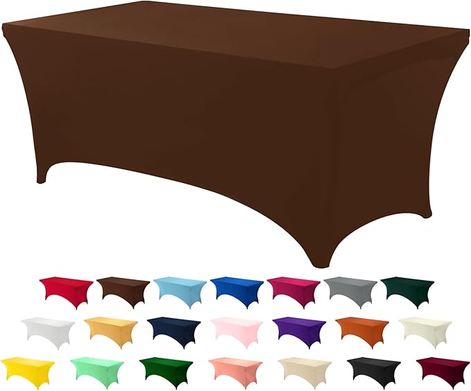 Utopia Kitchen Spandex Tablecloth 1 Pack [6FT, Light Coffee] Tight, Fitted, Washable and Wrinkle Resistant Stretch Rectangular Patio Table Cover for Event, Wedding, Banquet & Parties[72Lx30Wx30H Inch]