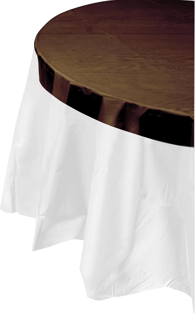 Exquisite 12-Pack Premium Plastic Tablecloth Pack of 12 Premium Plastic Tablecloth 84 Inch Round Table Cover - Clear