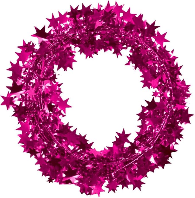PMU 75 Ft Star Wire Shiny Garland Hot Pink - Halloween, Christmas Party, Wedding, Birthday, Festive Home Decoration Ornament Hot Pink (3pc-25Ft Each)