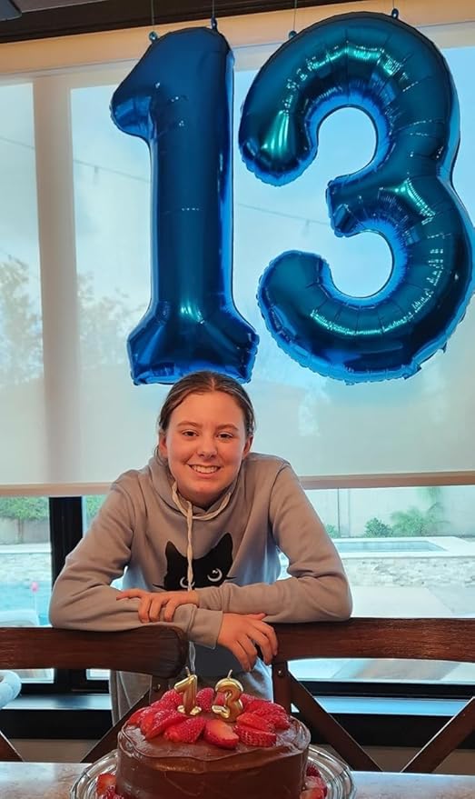 13 Number Balloons, Dark Blue Balloons for Man Woman 13th Birthday Decoration, Foil Number Ballon for 13, 31 Anniversary, Bridal Shower, Graduation, Halloween, Christmas, New Year