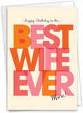 NobleWorks - 1 Sassy Happy Birthday Card Funny - Hilarious Grown-Up Card for Women, Wife, Stationery Humor - Best Wife Ever C7350BDG