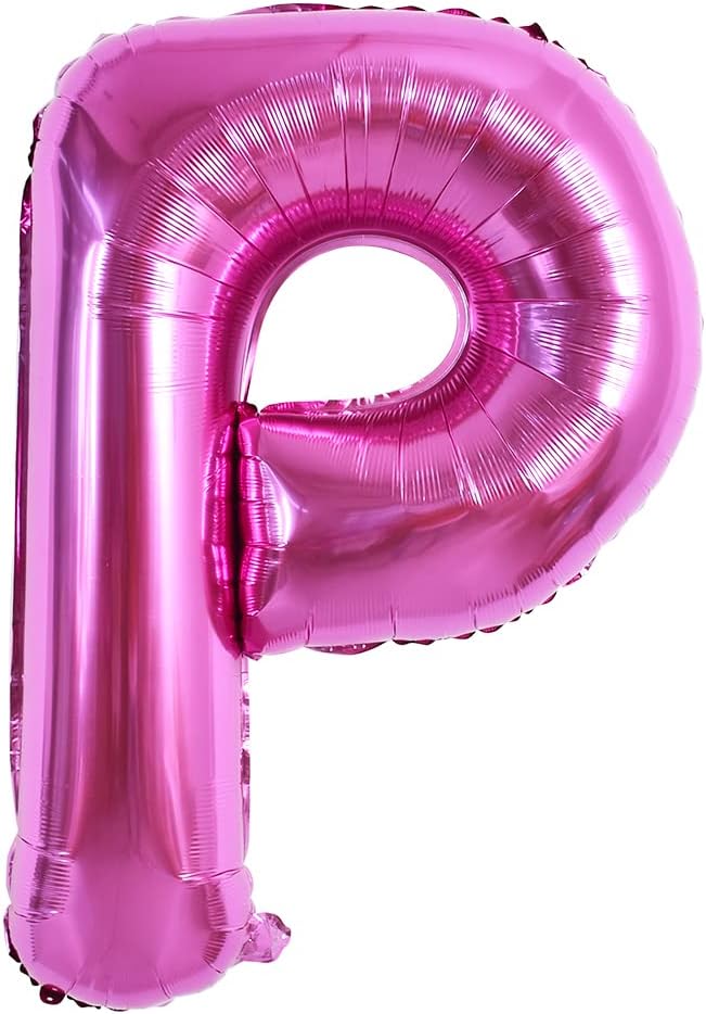 TONIFUL 40 Inch Large Rose Red Letter P Balloons Giant Hot Pink Alphabet Letter Balloons,Foil Mylar Big Balloons for Birthday Party Anniversary Supplies Decorations