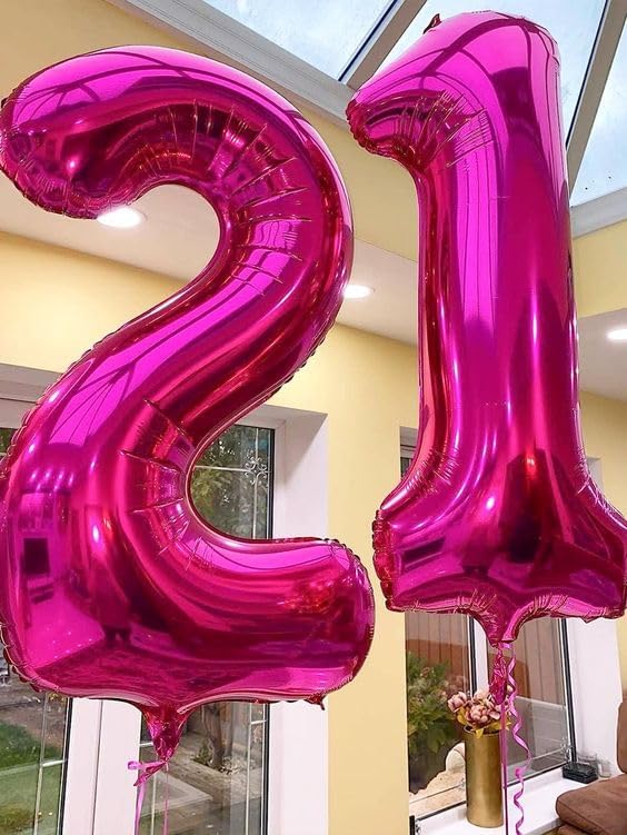 Hot Pink 2 Balloon, Number Balloons 40 Inch, 2nd Balloon Number Birthday Decorations, Second Two Birthday Party Supplies, Number 2 Balloon