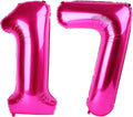Hot Pink Number 17 Balloons 40 inch, 17 Number Balloons, 17th Birthday Decorations for Girls 17 Year Old Hot Pink Party Supplies
