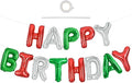 TONIFUL Red Green Silver Happy Birthday Balloons Banner,16 Inch Mylar Foil Birthday Sign Banner for Girls Boys Kids & Adults Birthday Decorations Christmas Party New Year's Eve Supplies