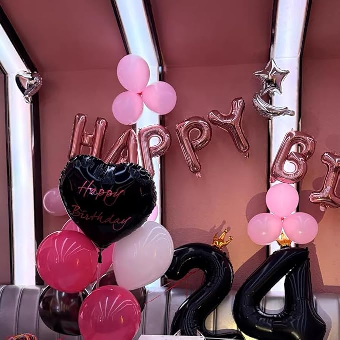 Black Number 4 Balloon with Crown, 40 inch Black Number Balloon 4th Birthday Party Decoration Black Crown Balloons 0-9 for Birthday Party Anniversary Decorations Supplies