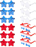 12 Pairs Star Sunglasses Bulk 4th of July Star Glasses Rimless Patriotic Fourth of July Star Shaped Party Sunglasses