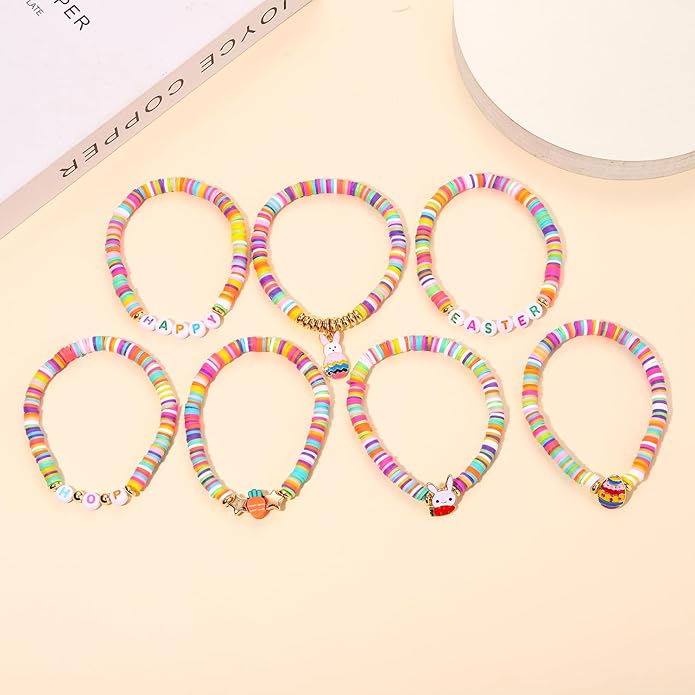 Surfer Heishi Bracelets for Women Stackable Rainbow Vinyl Disc Clay Beaded Stretch Bracelets Elastic Layering Friendship Bracelets Boho Summer Beach Jewelry