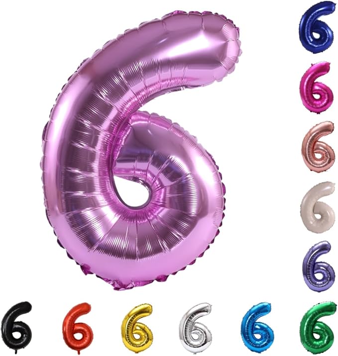 YPSelected 32 Inch Large Foil Helium Number Balloon Birthday Wedding Party 0-9 (Pink, 6)